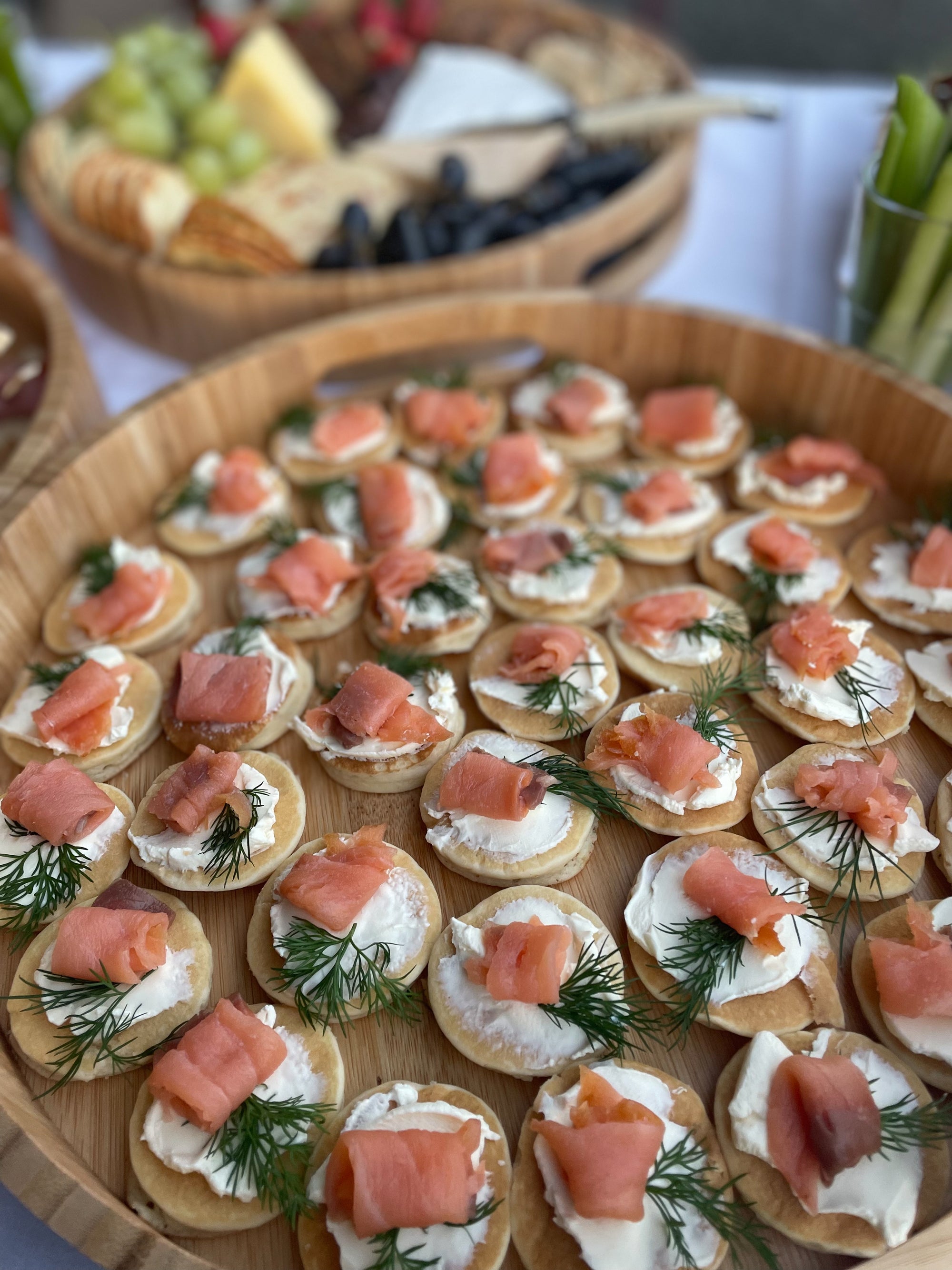 Picnic Society catering platter of salmon canapé.